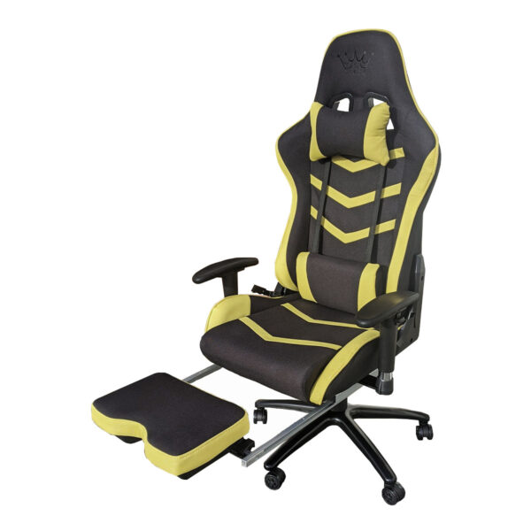 Scaun gaming Arka Line B61 textil black yellow cu suport picioare