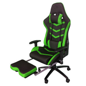 Scaun Gaming Arka Line B61 textil negru verde cu suport picioare