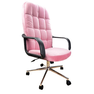 Scaun directorial Arka Chairs B501 profesional, catifea roz, baza stea cromat P04, pret redus de la 5 bucati